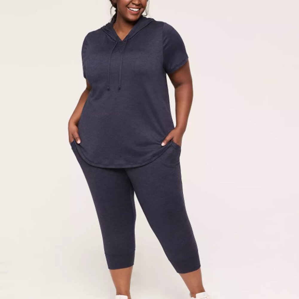 Lane Bryant LIVI Soft Hoodie and Capri Jogger Set Blue, Size 22/24